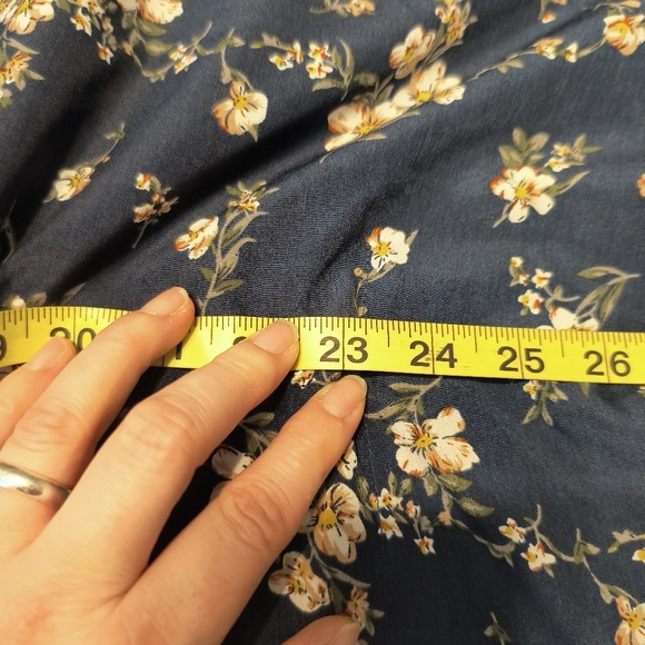 Womens Navy Blue Floral Cottagecore Boho Flouncy Ruffled Sleeves Kimono S/M - Picture 8 of 9